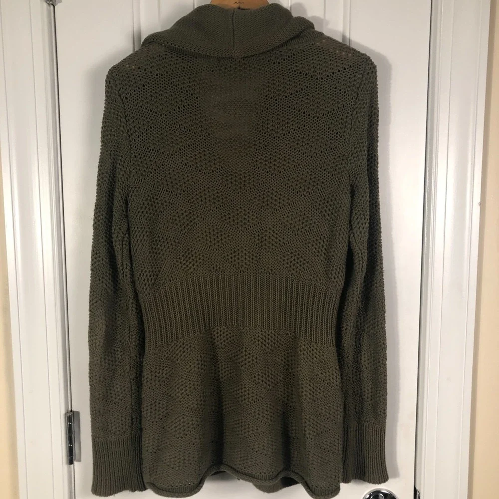 Eddie Bauer Womens Crochet Cardigan Green Lagenlook Cottagecore Cabincore Cozy - Picture 2 of 8